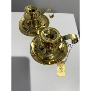 2 Copper Craft  Brass Chamberstick Taper Candlestick Holder